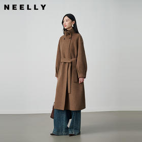 NEELLY纳俪商场同款冬新款时尚宽松立领双面呢大衣女优雅简约外套N25104N05513