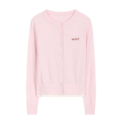 NEELLY纳俪商场同款冬新款假两件圆领百搭针织开衫女显瘦亲肤上衣N25103A01061 商品图3