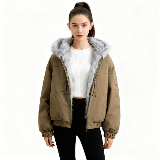 环保毛领 情侣款派克服，环保皮草，性价比极高，手感非常柔软，男女同款 商品图10