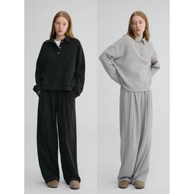 MAISON CECILE 两色|含羊毛舒适运动风polo领上衣/松紧腰阔腿神裤