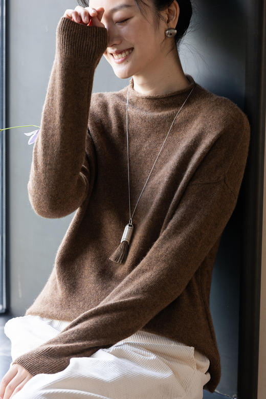 牧衣游原创 牦牛绒毛织混纺套头衫柔软亲肤百搭打底保暖毛衣 织界 商品图5