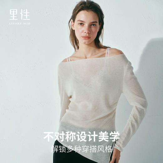 【明星同款】里性 LIVARY MIO 如简 套头低领打底针织衫绵羊毛衫上衣性感微透 商品图2