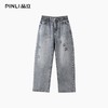 PINLI品立2025秋季新款美式做旧水洗泼墨牛仔裤男宽松直筒长裤潮GD253116143 商品缩略图3