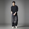 PINLI品立春季新款美式洗水破洞牛仔裤男士宽松直筒休闲长裤GD253116137 商品缩略图4