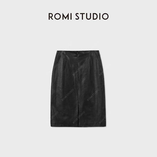 ROMI STUDIO“棕标系列”植鞣羊皮高腰直筒哑光皮半裙RWCWXG6669 商品图1