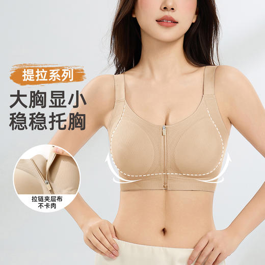 雅黛俪调整型内衣女大胸显小前拉链前扣大码文胸收副乳防下垂胸罩 商品图0