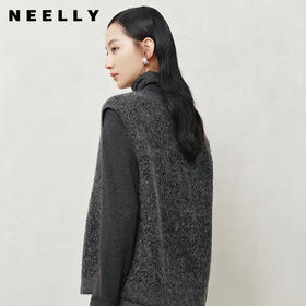 NEELLY纳俪商场同款冬季新款宽松休闲V领针织背心女通勤百搭马甲N25103A01058