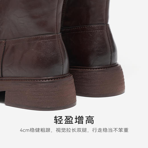 【绒里可选】星期六朋克时髦褶皱设计百搭长筒靴SSD4117560/SSD4119560 商品图10