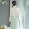 AD珠光白衬衫女法式名媛范长袖上衣2022新款职业装女神范套装裙子 商品缩略图4