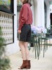 TYNVIE 撞色荷叶边装饰羊绒开衫- 砖红色 商品缩略图12