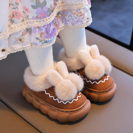 【冬日居家好物单品，时刻温暖舒适~】儿童棉拖鞋冬季 男童女童室内家居防滑保暖包跟 毛毛绒小孩宝宝棉鞋。hb 商品图1