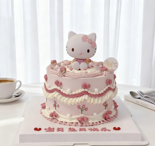 多款式~甜美复古粉色kitty卡通蛋糕-低糖处理无添加 商品图0