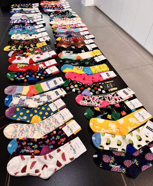 正品订单精梳棉happy袜子高筒袜5双 商品图0