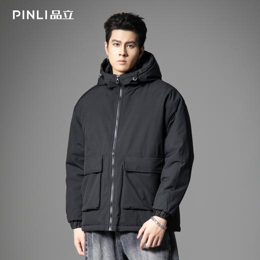 PINLI品立2025秋冬新款工装连帽棉衣外套潮牌休闲宽松男保暖棉服GD253105162 商品图0