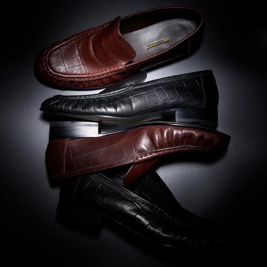 PRETTY RIVER鳄鱼纹尖头褶皱乐福 商品图0