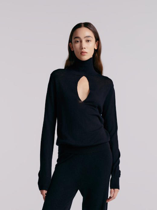 Her Senses｜时装 12WPO25K1 前片开叉高领毛衣 [ 黑BK01 / 茶灰GY18 ] 商品图0