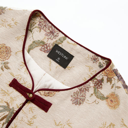 西遇新中式盘扣提花刺绣夹棉外套女冬季新款高级感国风宽松上衣V3755292 商品图5