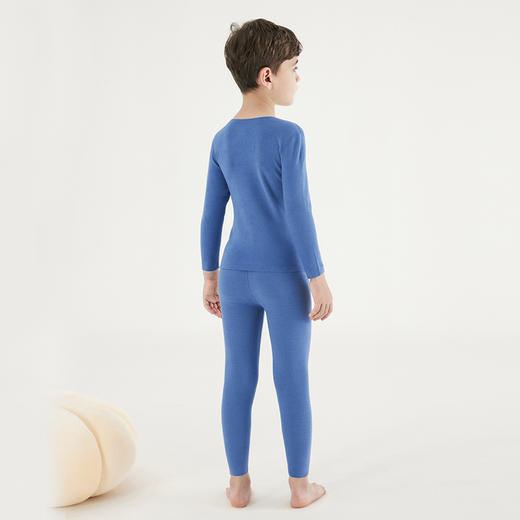 weyo秋冬男童女童亲肤舒适透气竖条德绒圆领保暖打底套装T0931 商品图1