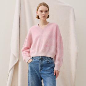 谜底V领套头针织衫长袖2025冬季新品蓬松保暖柔软百搭女254MZ1881