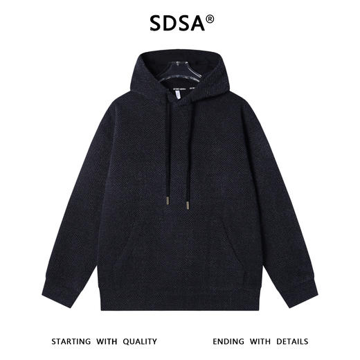 SDSA男士秋冬新款痞帅男装韩版时尚绒毛波浪线抽绳连帽卫衣百搭潮 商品图1