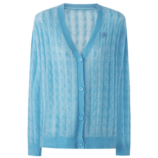 SELFWHO笑脸衣橱山羊绒混纺镂空扭麻花针织衫女2025冬新款V领上衣 商品图4