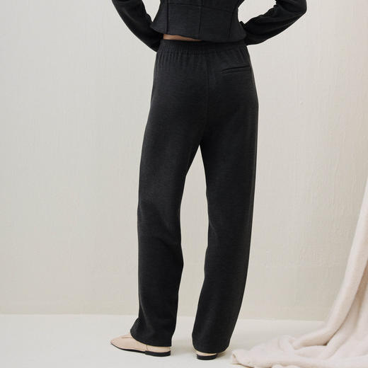 谜底直筒裤长裤2025冬新品柔软亲肤保暖松紧腰休闲裤女254MK1691 商品图2
