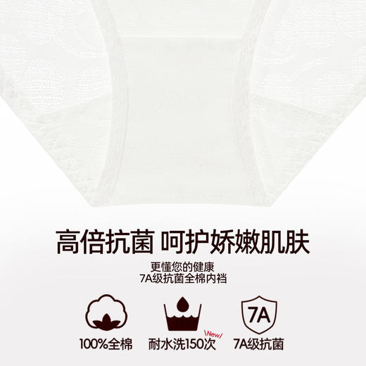 3条98元好奇蜜斯性感纯欲蕾丝三角内裤女棉7A抗菌裆透气舒适低腰   塞琪、米奥内裤 商品图2