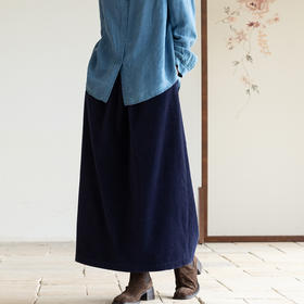 牧衣游原创 绒感纯棉净色半身裙冬柔软舒适保暖百搭A字半裙 无束