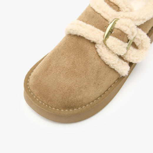 西遇加绒勃肯鞋女新款秋冬复古外穿毛毛鞋一脚蹬厚底雪地靴V2257295 商品图5