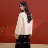 西遇新中式盘扣提花夹棉外套女冬季新款国风撞色袖口圆领宽松上衣V3855316 商品缩略图4