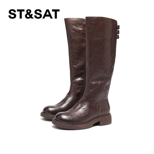 【绒里可选】星期六朋克时髦褶皱设计百搭长筒靴SSD4117560/SSD4119560 商品图7