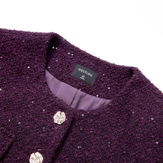 西遇富家千金小香风套装女冬季新款钉钻背心裙单排扣短外套V3755284/V3755285 商品图5