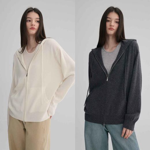 MAISON CECILE两色|高支羊绒羊毛混纺软糯保暖极简拉链式针织开衫 商品图0