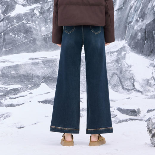 半身缘女裤 秋冬复古时尚宽松显高显瘦喇叭牛仔裤254102U10120068 商品图4