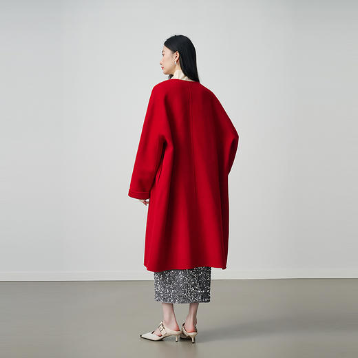 NEELLY纳俪商场同款冬新款时尚围巾毛呢大衣女中长款优雅百搭外套N25104N04418 商品图1