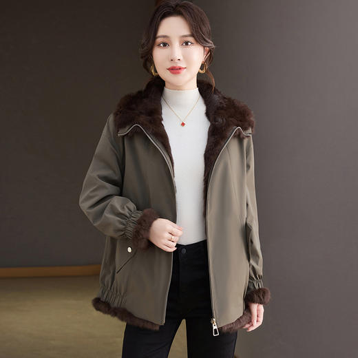 OSL 2562真兔毛两面穿派克服外套皮毛獭兔一体冬季皮草 商品图1