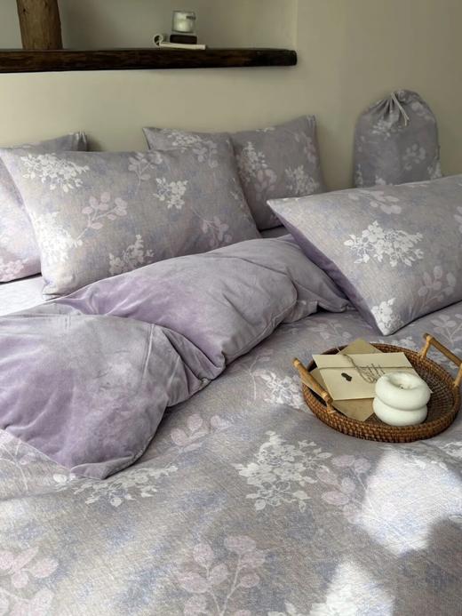 法式雨露麻五件套（加绒版）  | A  面法式提花，高级优雅，春秋睡。  B  面加绒，冬天睡更暖和。 商品图3