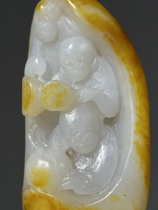 金沁籽料白玉巧雕猴戏纹把玩件，顺丰包邮 商品图5