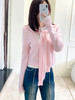 【孤品样衣，不退不换】甜美粉白撞色送飘带针织衫 商品缩略图1