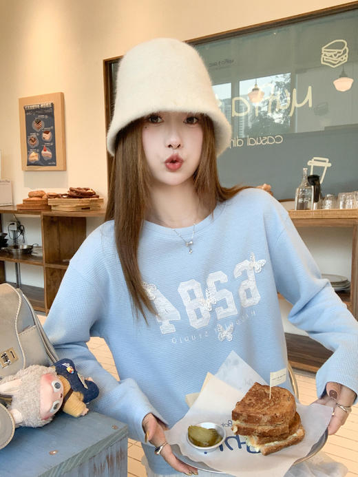 【129元任选2件】最后一波现货！韩系刺绣华夫格长袖T恤 商品图6