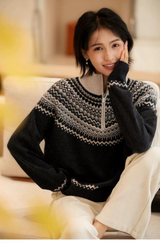 🎉秋天的“费尔岛毛衣”太好看，这样穿更减龄时髦【Avann100%羊毛费尔岛立领毛衣397】🔥100% 天然羊毛材质，锁温性强，🌟北方过冬 / 南方深秋外穿无压力，贴身穿柔软不扎肤  商品图2