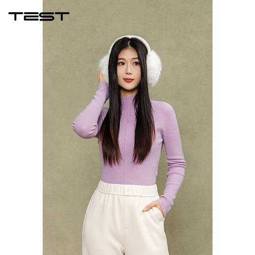 冬上新显瘦简约百搭设计感半高领打底衫1254112 商品图0