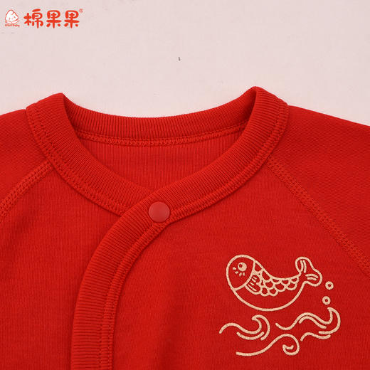 棉果果冬季新品莫代尔牛奶纤维柔软顺滑新年婴儿新生儿半背衣M501110425652 商品图2
