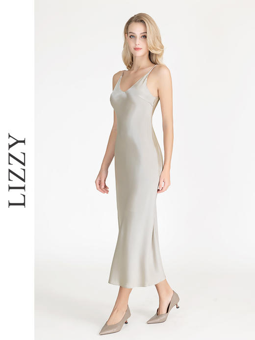 LIZZY优雅气质显瘦修身百搭吊带包臀开叉吊带连衣裙8086 商品图2