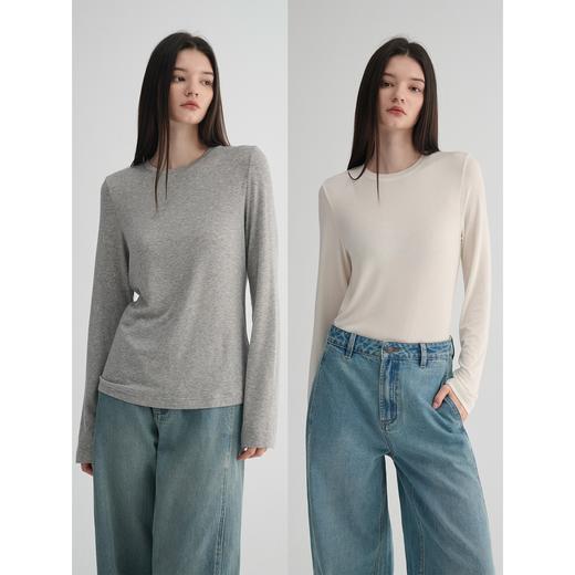 MAISON CECILE 三色/天丝羊毛细腻柔软百搭纯色圆领长袖打底衫 商品图0