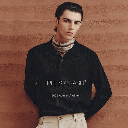 PLUS CRASH纹理感全棉老钱风POLO领毛衣百搭休闲慵懒风翻领针织衫 商品图1