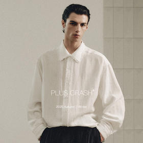 PLUS CRASH2025秋季新款重工水洗毛边老钱高智风宽松百搭时尚衬衫