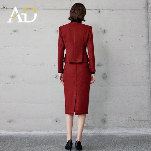AD高级感石榴红粗花呢外套2024冬季新款职业西装套装小香风两件套 商品图4