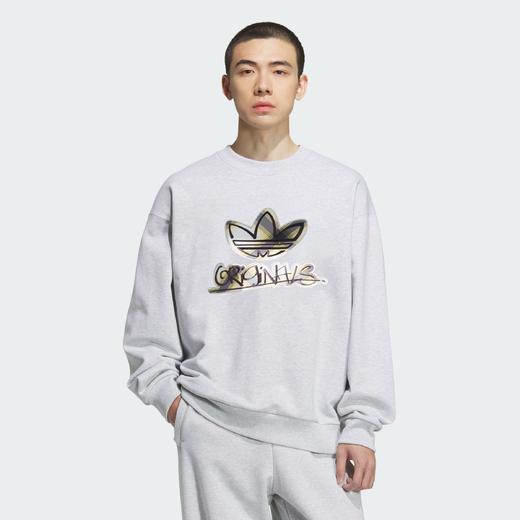 Adidas阿迪达斯SWEAT CREW男子 毛圈布格纹印花运动宽松卫衣套头衫KC0117 商品图0