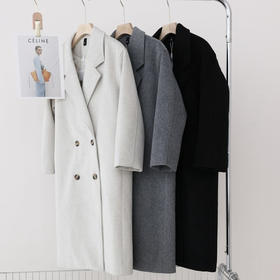 【双面毛呢羊毛长款大衣】mn16经典版型 利落剪裁线条 手感软糯舒适 专柜品质